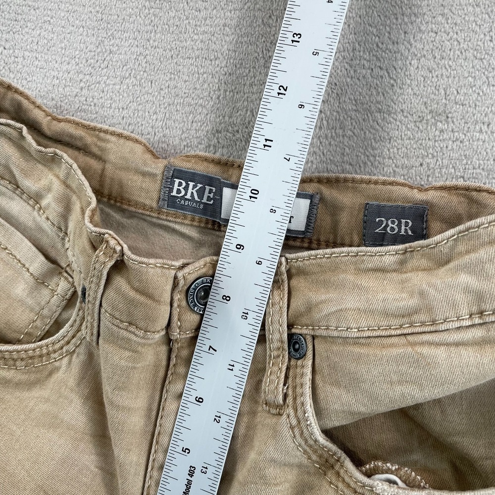 BKE Jake Straight Stretch Pants Men 28Rx32 Beige Bauer 3 Custom Fade Embroidered - Picture 8 of 11